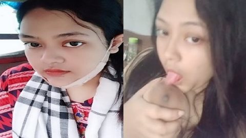 Kolkata girl licking boobs and fingering horny pussy