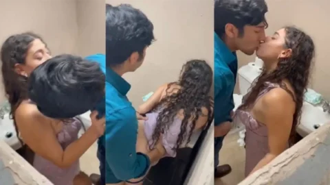 Desi Guy Living Abroad Fucking Foreign Girlfriend in Public Bathroom